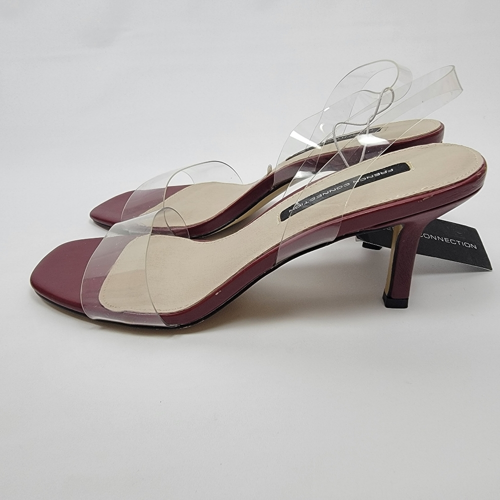 French Connection Womens Tia Heeled Sandal Red Clear Straps Heels Different Sz. - Picture 1 of 15